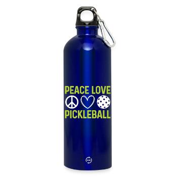 Peace Love Pickleball - Water Bottle with carabiner 750 ml - royal blue - Front
