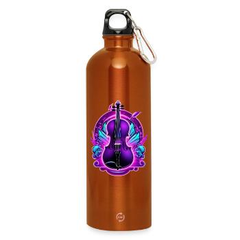 Violin in neon colors - Water Bottle with carabiner 750 ml - burnt orange - Front