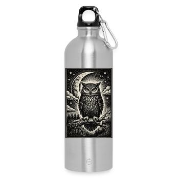 mystical owl - Water Bottle with carabiner 750 ml - silver - Front