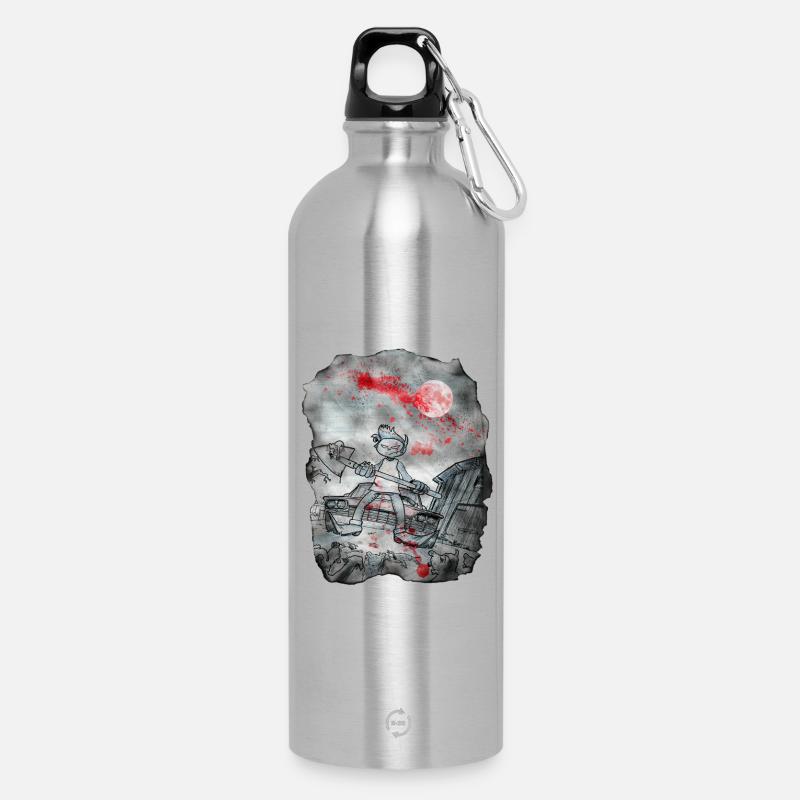 Katzen-Zombie-Killer - Trinkflasche mit Karabiner 750 ml - Lightsilver