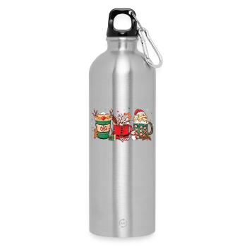 Christmas Hot Chocolate Cup - Water Bottle with carabiner 750 ml - silver - Front