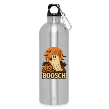 Ghost Busch Halloween Boosch Gruseliges Kostüm T-Shirt - Trinkflasche mit Karabiner 750 ml - Lightsilver - Vorne