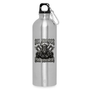 Sei Krieger kein Kriecher Wikinger Bart - Trinkflasche mit Karabiner 750 ml - Lightsilver - Vorne