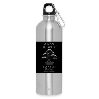 Mann wie Bonsai: Alter Wert - Trinkflasche mit Karabiner 750 ml - Lightsilver - Vorne