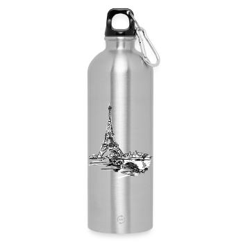 Pariser Skyline: Skizzenhafter Eiffel Turm - Trinkflasche mit Karabiner 750 ml - Lightsilver - Vorne