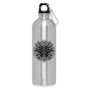 Mittsommer Sonne Sommer - Trinkflasche mit Karabiner 750 ml - Lightsilver - Vorne