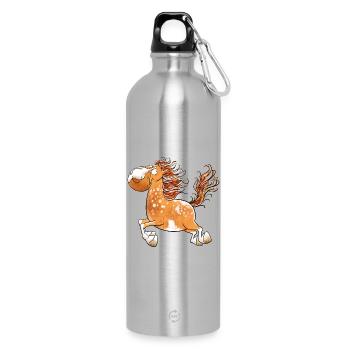 Flottes Pferd I Pferdemotiv Fun - Trinkflasche mit Karabiner 750 ml - Lightsilver - Vorne
