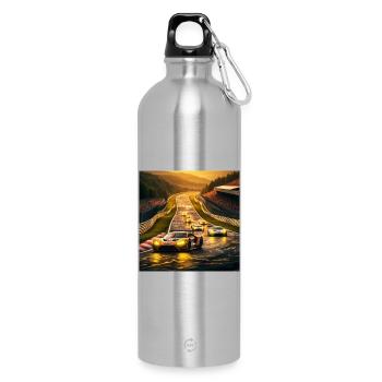 Rennstrecke im Abendlicht - Trinkflasche mit Karabiner 750 ml - Lightsilver - Vorne