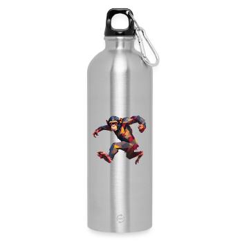 Conception de logo Low Poly Chimpanzee Sprint - Gourde en inox avec mousqueton 750 ml - argent clair - Devant