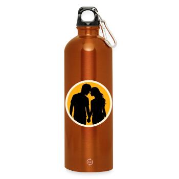Paar Silhouette Liebe Romantik Valentinstag Freund - Trinkflasche mit Karabiner 750 ml - Orange - Vorne