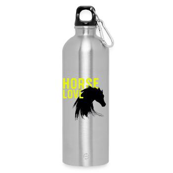 Reiten pferd horse love reitverein Pferdespruch mä - Water Bottle with carabiner 750 ml - silver - Front