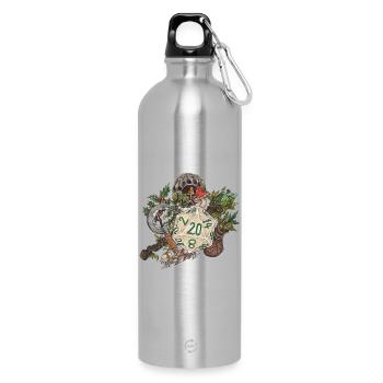 Rollenspiel Tabletop D20 Würfel Geschenk Druide - Trinkflasche mit Karabiner 750 ml - Lightsilver - Vorne