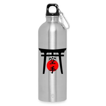 Karate Schriftzug - Trinkflasche mit Karabiner 750 ml - Lightsilver - Vorne