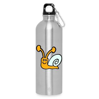 Snail Shell Cute Cute Happy Cool - Water Bottle with carabiner 750 ml - silver - Front