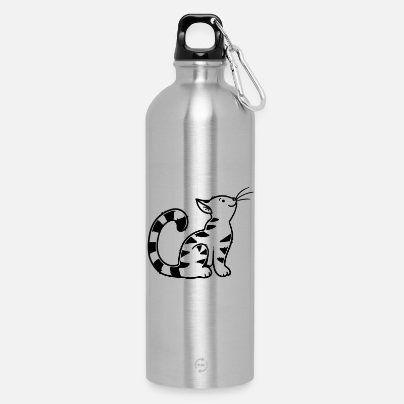 Chaton de dessin animé - Gourde en inox avec mousqueton 750 ml - argent clair