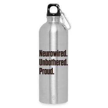 Neurowired Unbothered Proud ND Pride - Water Bottle with carabiner 750 ml - silver - Front
