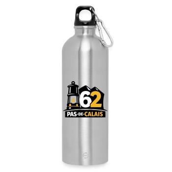 62 Pas de Calais Emblem - Water Bottle with carabiner 750 ml - silver - Front