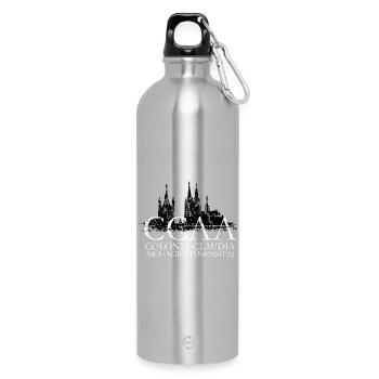 CCAA Skyline Köln Dom Groß St. Martin (Vintage) - Trinkflasche mit Karabiner 750 ml - Lightsilver - Vorne