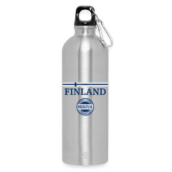 Flag of Finland, Finnish pride - Water Bottle with carabiner 750 ml - silver - Front