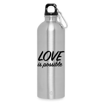L’amour est possible - Message d’amour positif - Gourde en inox avec mousqueton 750 ml - argent clair - Devant