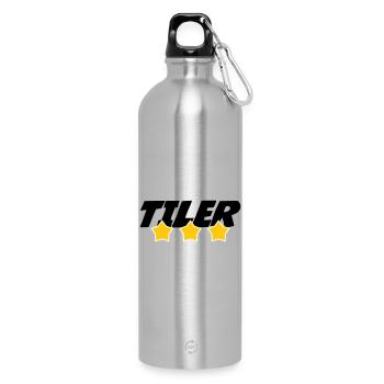 Carreleur – pro carrelage pose précision métier  - Gourde en inox avec mousqueton 750 ml - argent clair - Devant