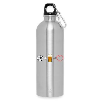 Football plus bière, c’est amour - Gourde en inox avec mousqueton 750 ml - argent clair - Devant