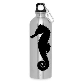 Seepferdchen schwarz - Trinkflasche mit Karabiner 750 ml - Lightsilver - Vorne