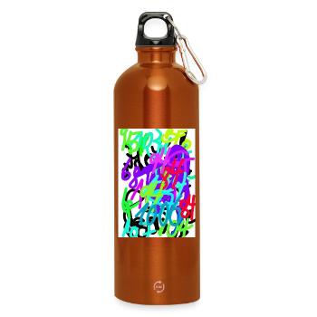 Abstract Colored Number Creation - Water Bottle with carabiner 750 ml - burnt orange - Front