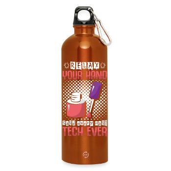 Nageldesigner Nageldesignerin Kosmetik Nagelstudio - Trinkflasche mit Karabiner 750 ml - Orange - Vorne