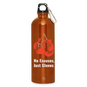 No Excuses Just Gloves – Boxing Style - Water Bottle with carabiner 750 ml - burnt orange - Front