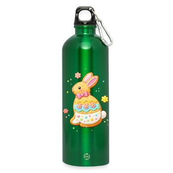 Cute bunny as a decorated cookie - Water Bottle with carabiner 750 ml - kelly green - Front