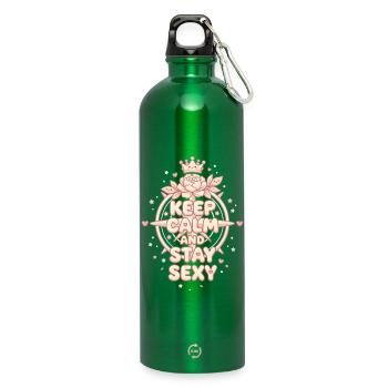 Keep Calm Stay Sexy: Cute Kawaii Pastel Design - Water Bottle with carabiner 750 ml - kelly green - Front
