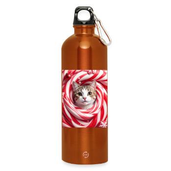 Chat de Noël en bonbon à la menthe poivrée - Gourde en inox avec mousqueton 750 ml - orange - Devant