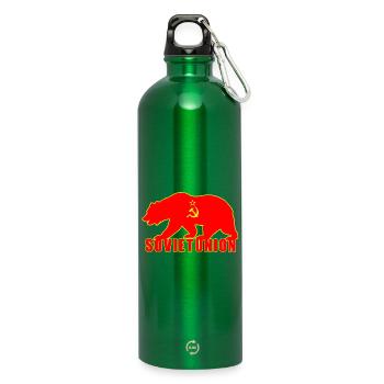 Soviet Union bear with flag - Water Bottle with carabiner 750 ml - kelly green - Front
