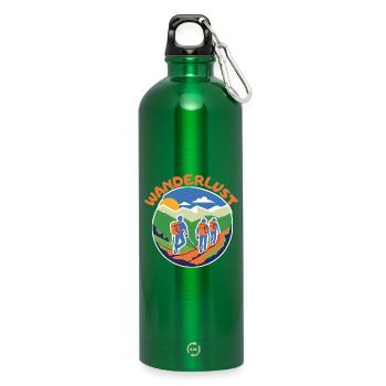 Wanderlust - Enjoy Hiking Nature & Adventure - Water Bottle with carabiner 750 ml - kelly green - Front