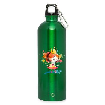 Colorful Princess Watercolors - Water Bottle with carabiner 750 ml - kelly green - Front