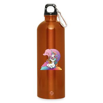 Saxophon Unicorn im Regenbogen - Trinkflasche mit Karabiner 750 ml - Orange - Vorne