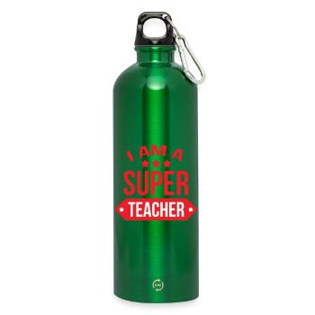 Great Teacher Modern Typography and Stars - Water Bottle with carabiner 750 ml - kelly green - Front