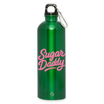 Sugar Daddy – Candy Pink Typo - Water Bottle with carabiner 750 ml - kelly green - Front
