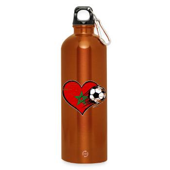 Morocco flag football with heart used - Water Bottle with carabiner 750 ml - burnt orange - Front