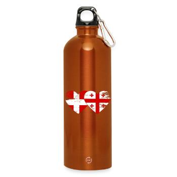 Dänemark Georgien Flagge Herz used - Trinkflasche mit Karabiner 750 ml - Orange - Vorne