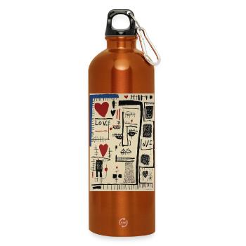 Cubist Face Love and Sketches - Water Bottle with carabiner 750 ml - burnt orange - Front