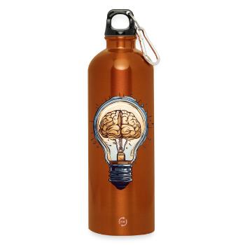 Thought Lamp: Brain Ideas in Light Bulb - Water Bottle with carabiner 750 ml - burnt orange - Front