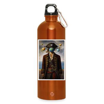 Kosmisches Piratenporträt - Trinkflasche mit Karabiner 750 ml - Orange - Vorne