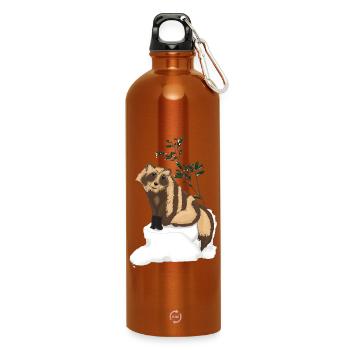 Tanuki unter dem Mistelzweig - Trinkflasche mit Karabiner 750 ml - Orange - Vorne