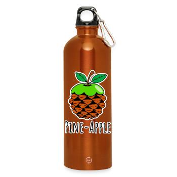 Pine-Apple Pine Cone Apple Pineapple Fruit - Water Bottle with carabiner 750 ml - burnt orange - Front