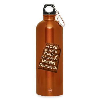 Schokoladenerde Rette es - Trinkflasche mit Karabiner 750 ml - Orange - Vorne