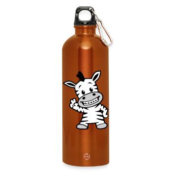 Zèbre cool - Gourde en inox avec mousqueton 750 ml - orange - Devant