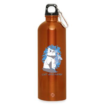 Cat and Fairy - Water Bottle with carabiner 750 ml - burnt orange - Front