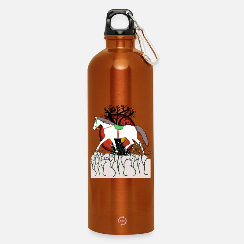 Märchen Märchenprinz Pferd Märchenfigur König Kind - Trinkflasche mit Karabiner 750 ml - Orange